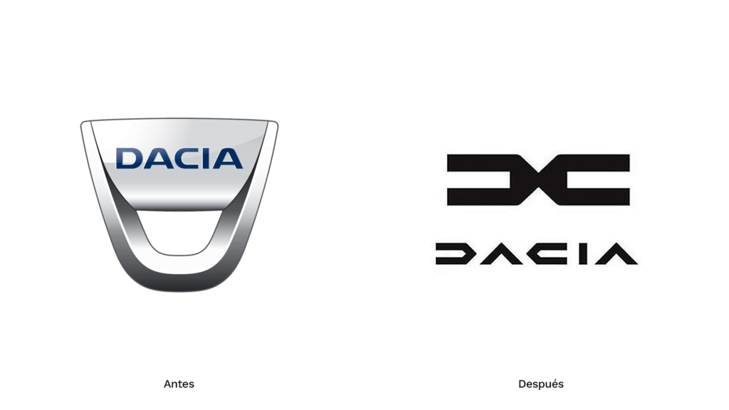 Dacia logo 2021 - antes y después rebranding