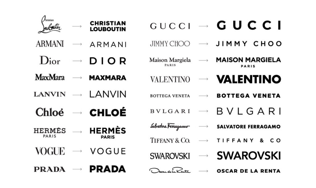 blanding logos marcas de moda, tipografías sans serif